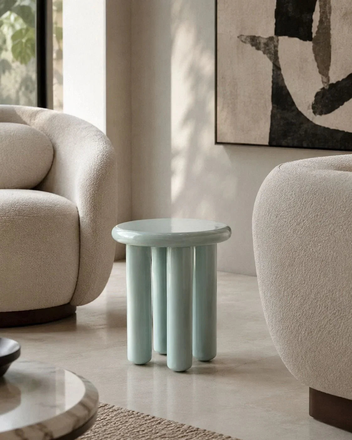 Modern High-Gloss Chubby Round Side Table BW60