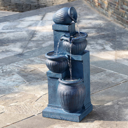 Solar 4-Tier Cascading Bowl Water Fountain BW18