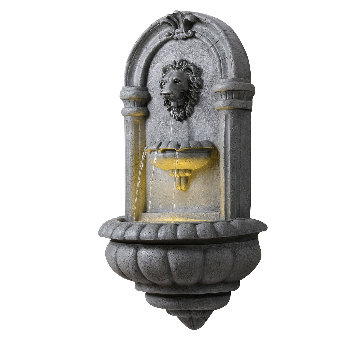 Classic Lion Head Wall-Mounted Water Fountain with LED Light BW20