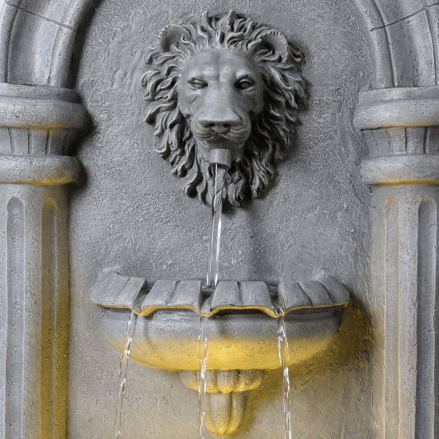 Classic Lion Head Wall-Mounted Water Fountain with LED Light BW20