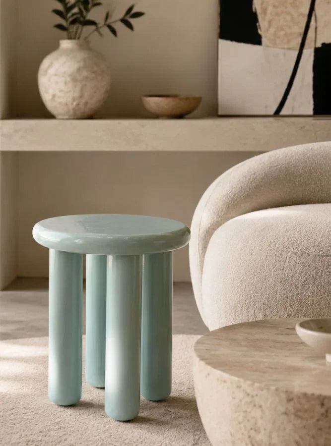 Modern High-Gloss Chubby Round Side Table BW60