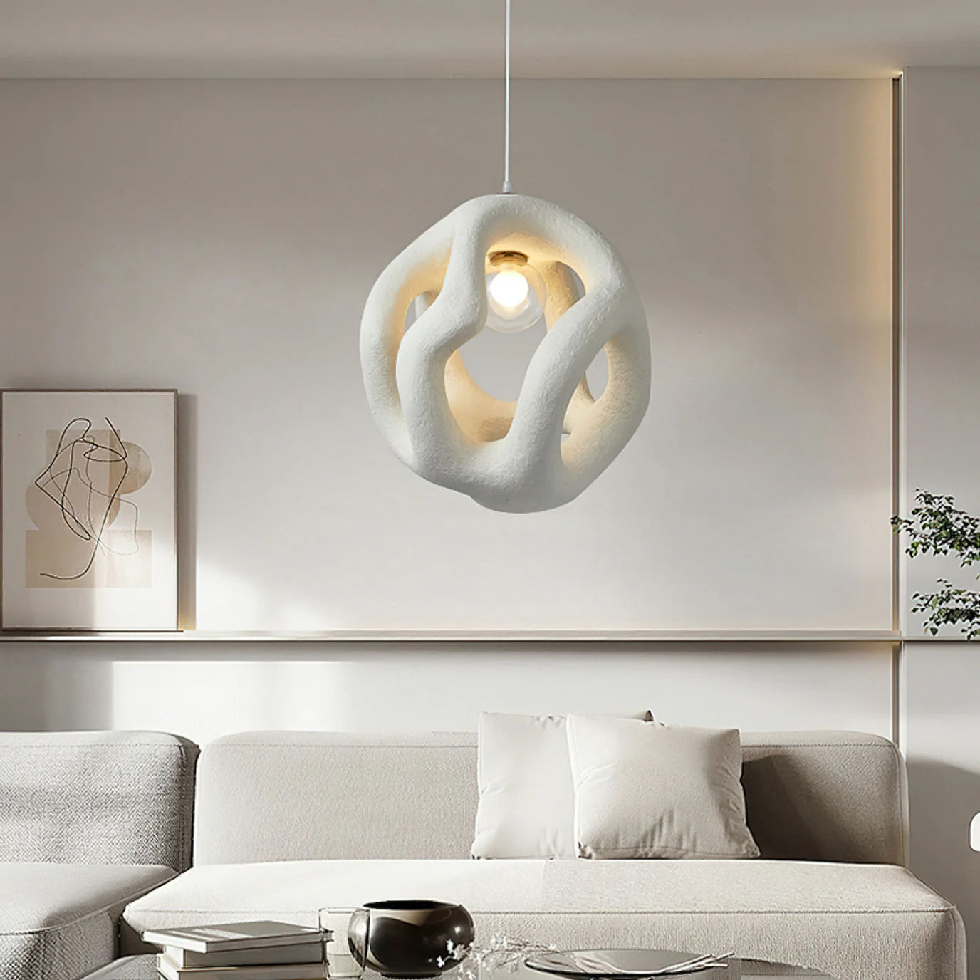 Sculptural Hollow Sphere Pendant Light BW26