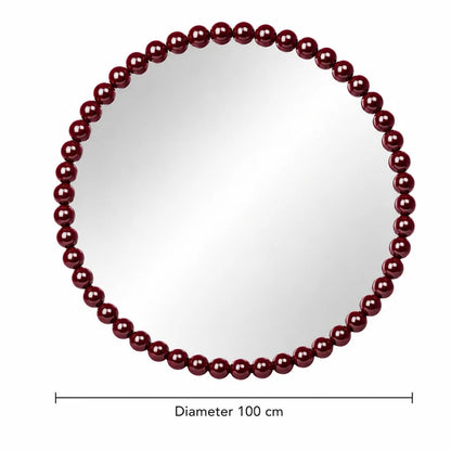 Luxury Burgundy Beaded Round Wall Mirror BW51