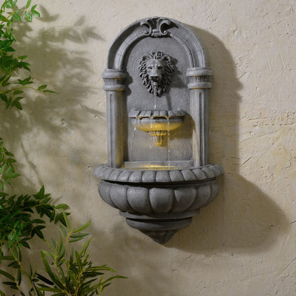 Classic Lion Head Wall-Mounted Water Fountain with LED Light BW20